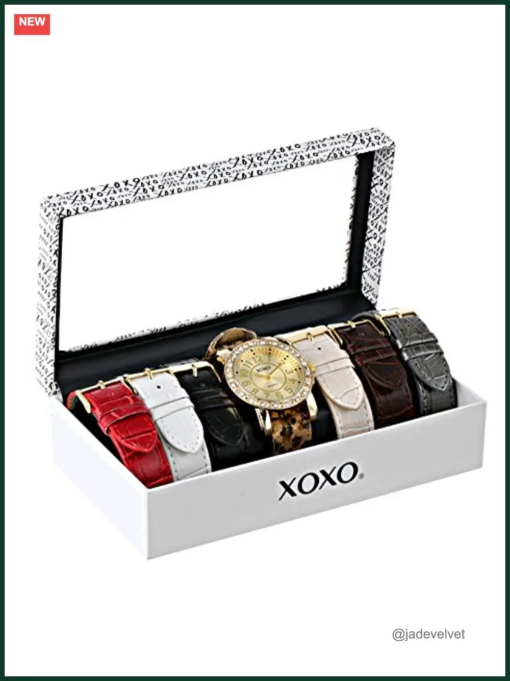 XOXO Gold-Tone Watch with Interchangeable Straps, Quartz Analog, Rhinestone